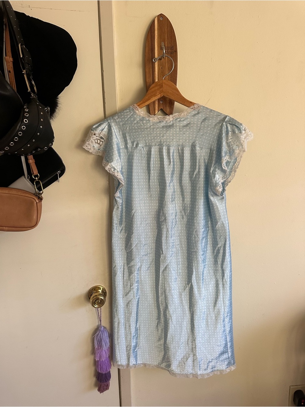 Dior Light Blue Polka Dot Lace-Trim Nightdress - Picture 2 of 4